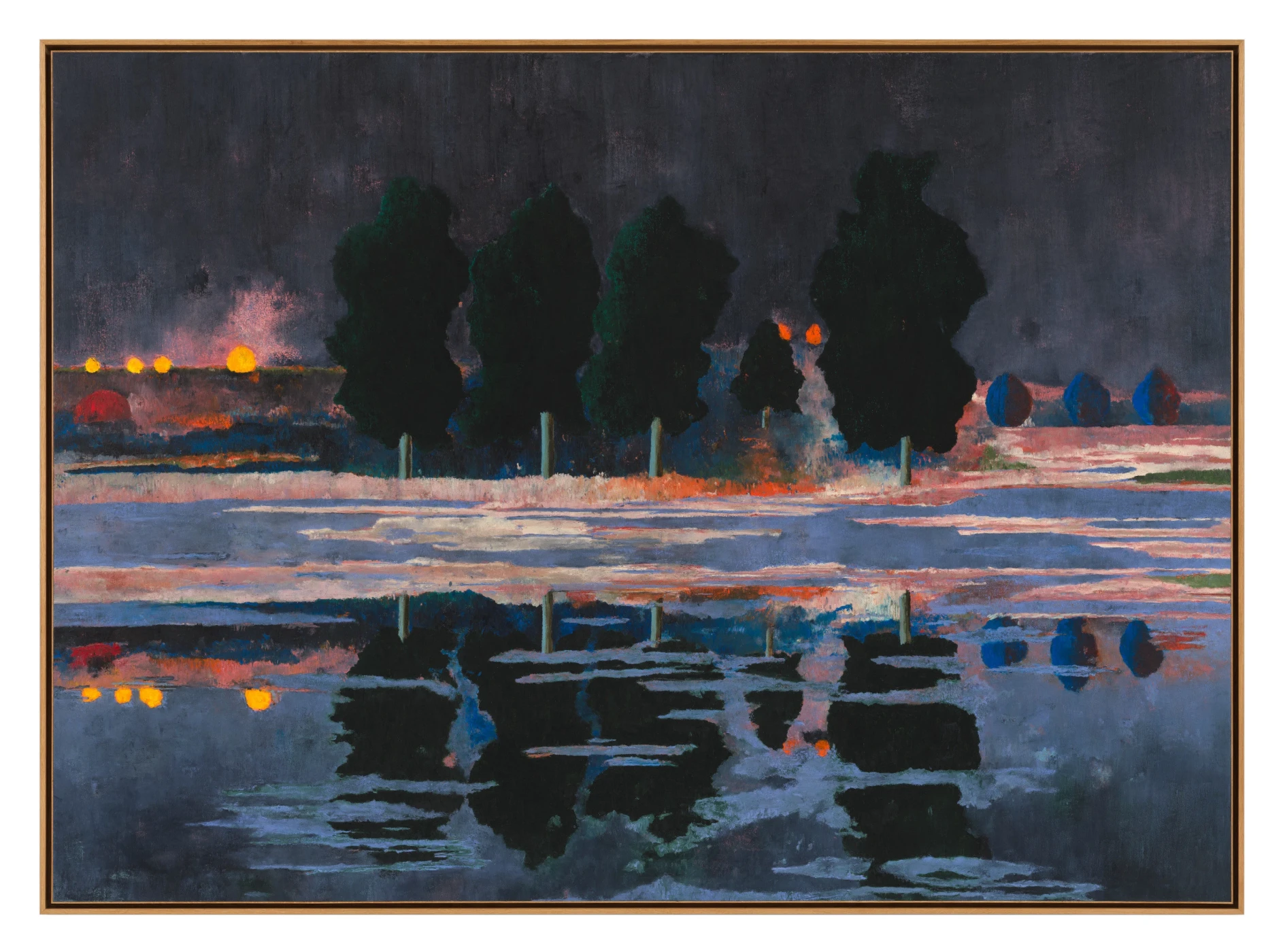 HAROLD ANCART L'étang le soir, 2024 Oil stick and pencil on canvas, in artist's frame 101 x 139 x 3 inches (256.5 x 353.1 x 7.6 cm) © Harold Ancart Photo: JSP Art Photography Courtesy the artist and Gagosian