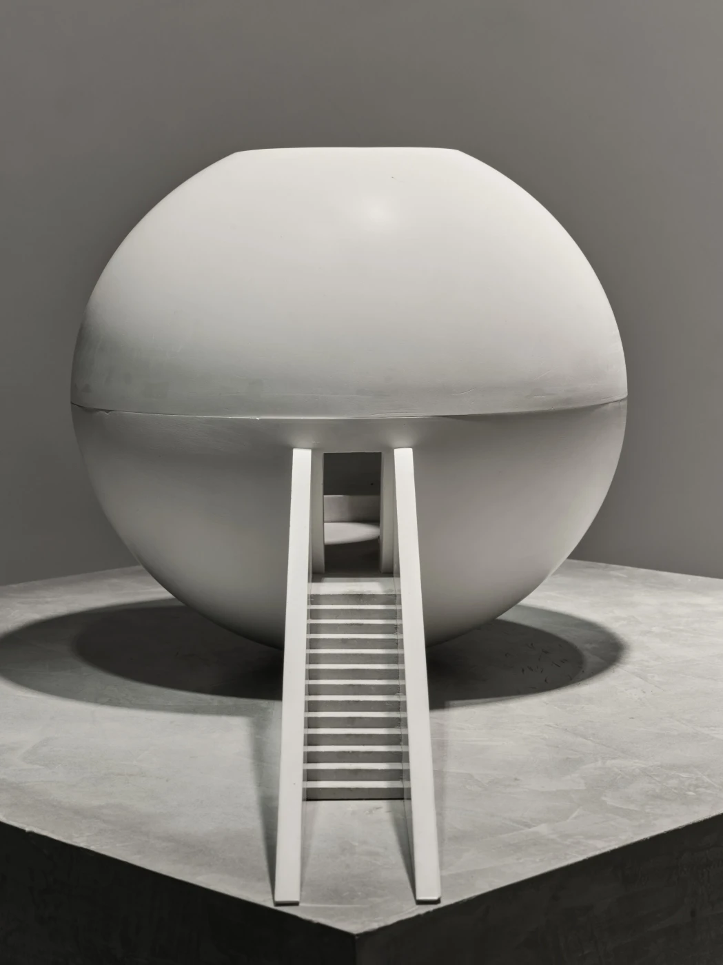 JAMES TURRELL Boullée's Boule, 1994 Cast plaster 33 7/8 x 33 7/8 x 34 1/8 inches (86 x 85.9 x 86.5 cm) © James Turrell Photo: Thomas Lannes Courtesy the artist and Gagosian