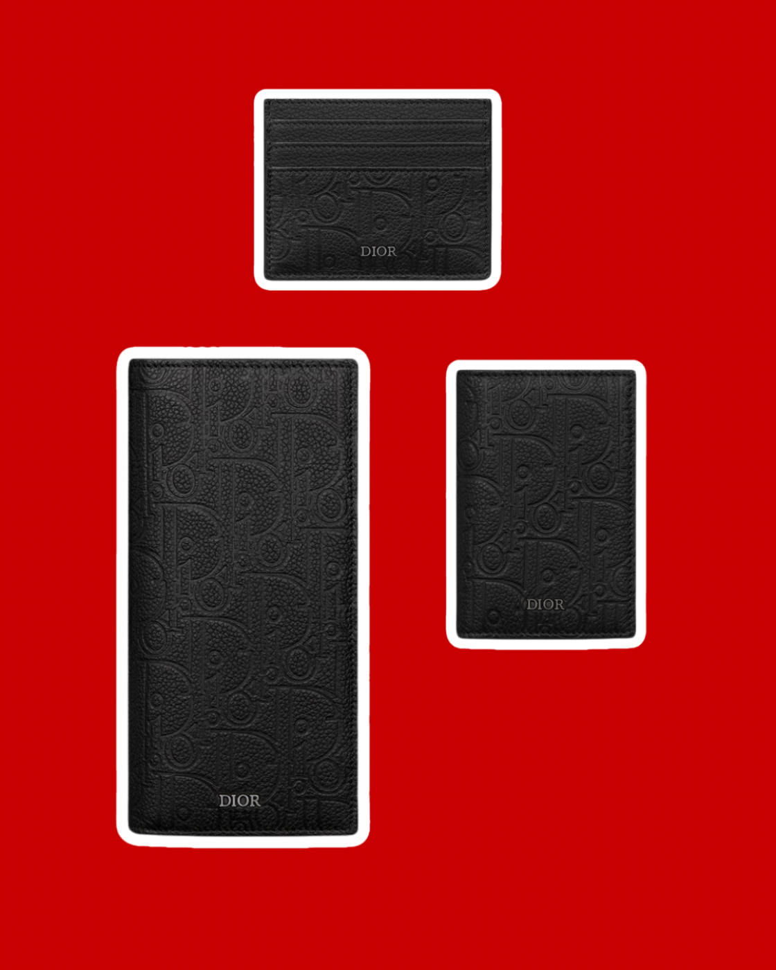 Set of Vertical Bi-Fold Wallet 700.00€; Bi-Fold Card Holder 400.00€ and Card holder 380.00€