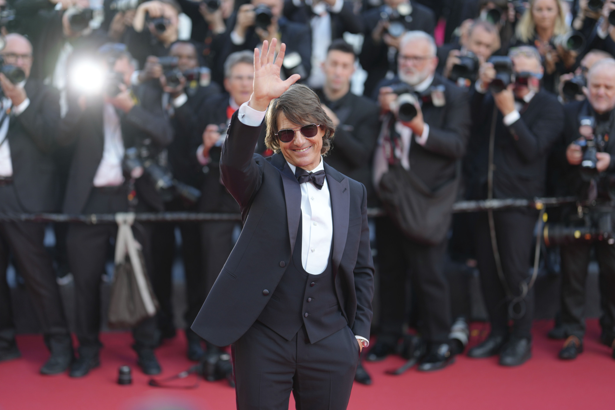 Tom Cruise at the premiere of the film 'Mission: Impossible - The Final Reckoning' at the 78th international film festival, Cannes,Photo by Lewis Joly