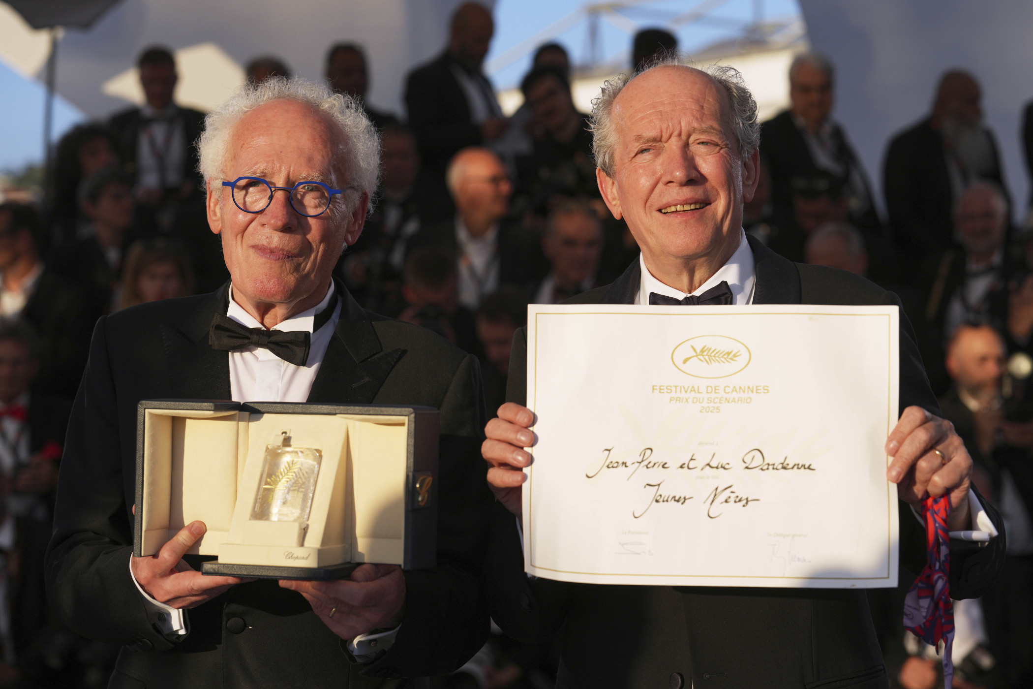 Directors Jean-Pierre Dardenne, left, and Luc Dardenne, winners of award for best screenplay for 'Jeunes Meres'  Photo by Natacha Pisarenko