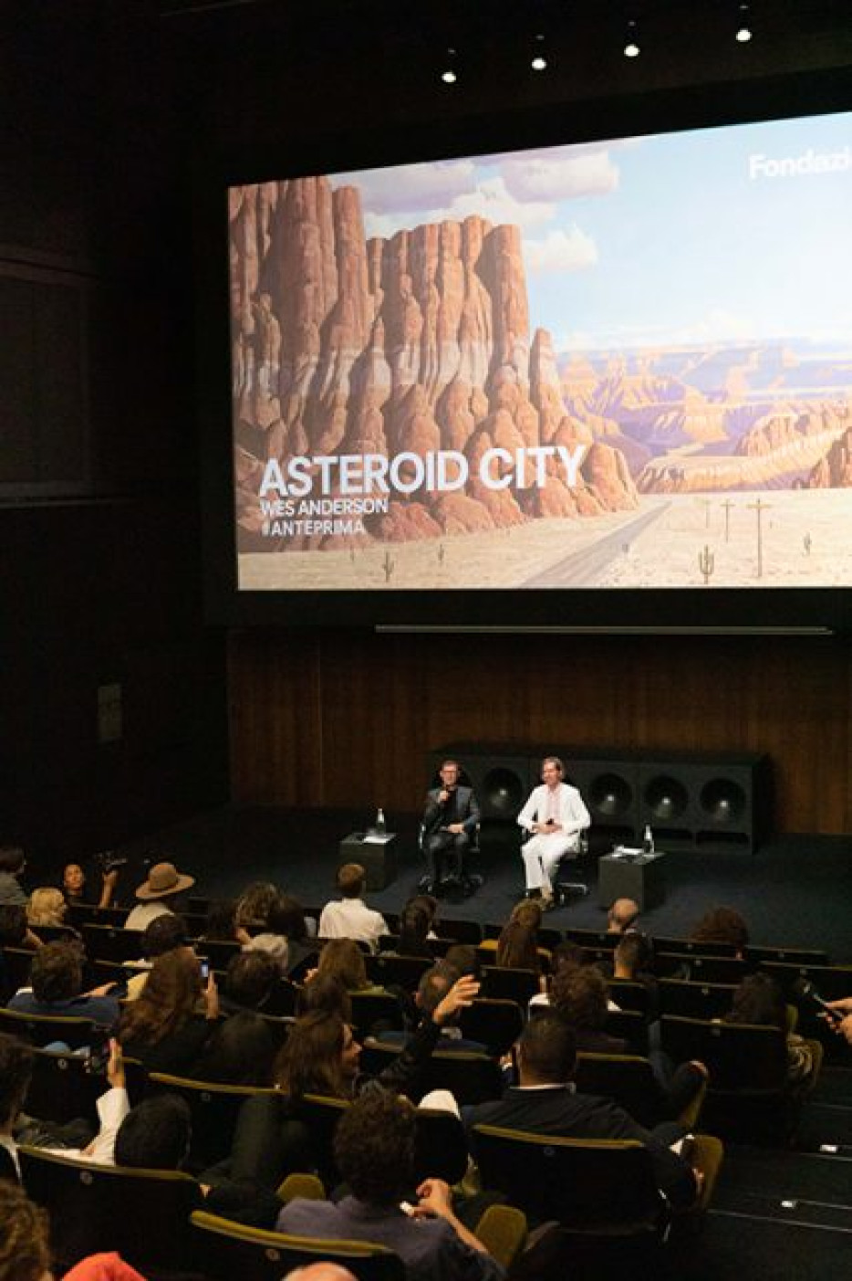 Cinema Godard, talk with Wes Anderson, Courtesy Fondazione Prada, Ph. Patrick Toomey Neri 2023