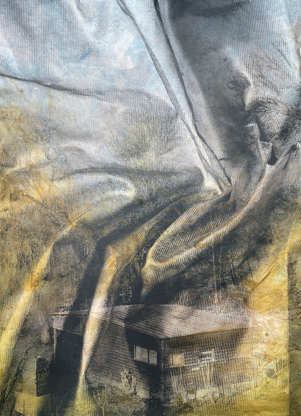 Eva Nielsen, Lucite, 2023, acrylique, impression et encre sur toile, 190 x 140 cm, courtesy de l’artiste et Peter Kilchmann © Adagp, Paris, 2025