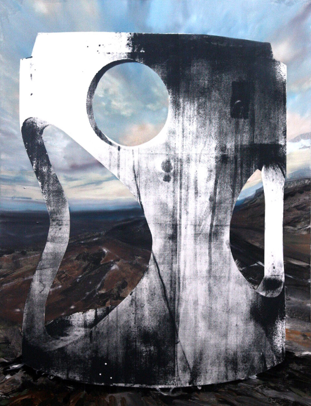 Eva Nielsen, Hard Sun, 2019, huile, acrylique et sérigraphie sur toile, 90 x 70 cm, courtesy de l’artiste © Adagp, Paris, 2025