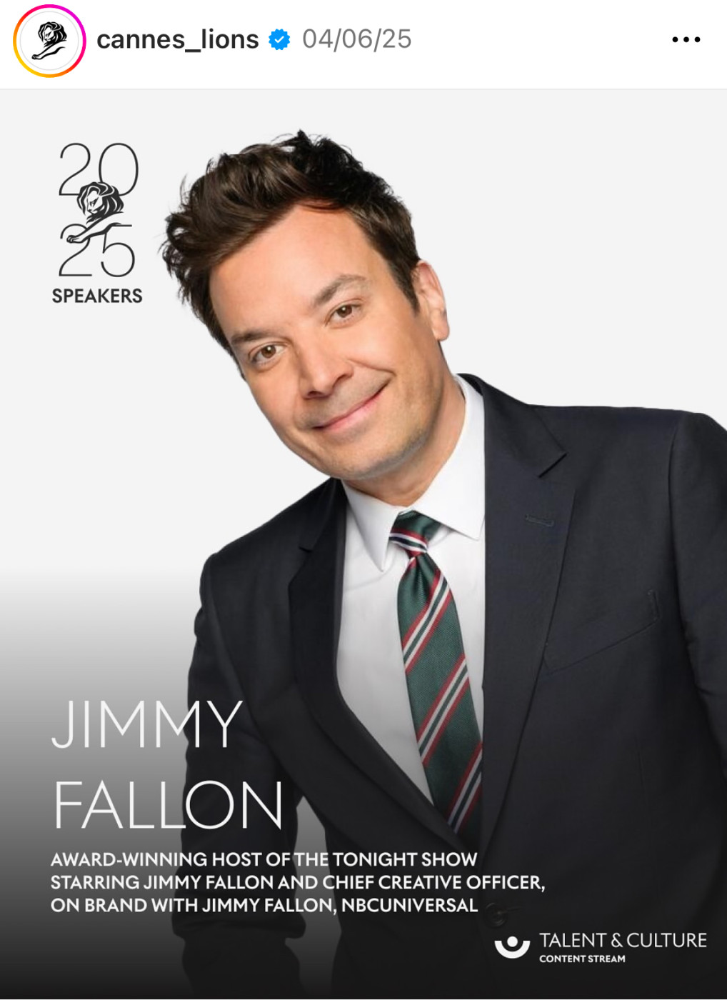 Jimmy Fallon Award-Winning Host of The Tonight Show Starring Jimmy Fallon and Chief Creative Officer, On Brand with Jimmy Fallon NBCUNIVERSAL