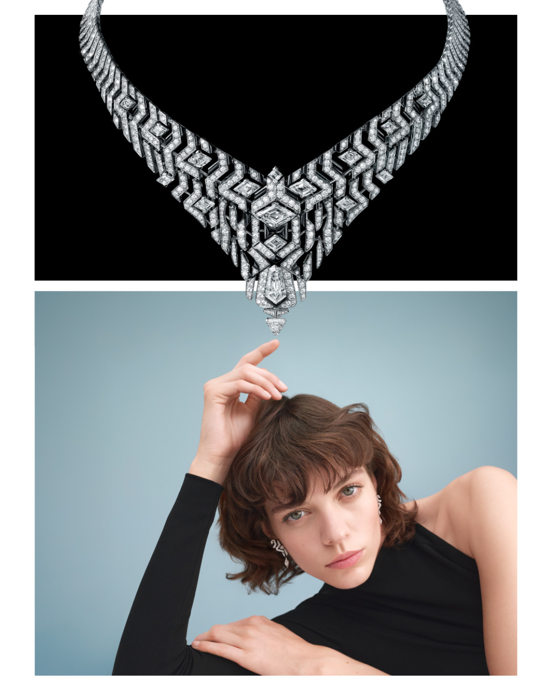 Tsagaan necklace, White gold, onyx, diamonds
