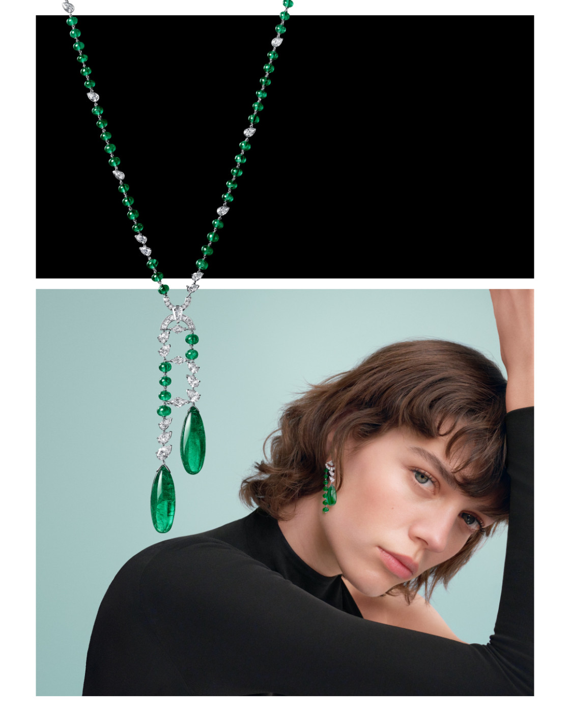 SHITO NECKLACE, Platinum, emeralds, diamonds