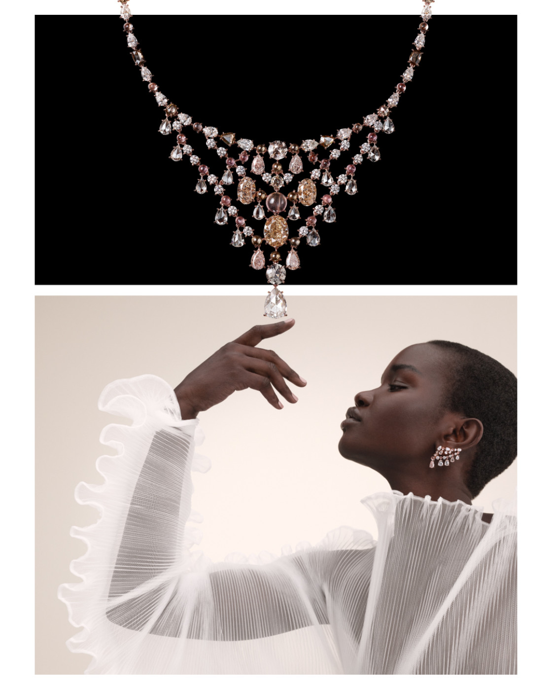 HYALA NECKLACE, Rose gold, fancy coloured diamonds, coloured sapphires, diamonds