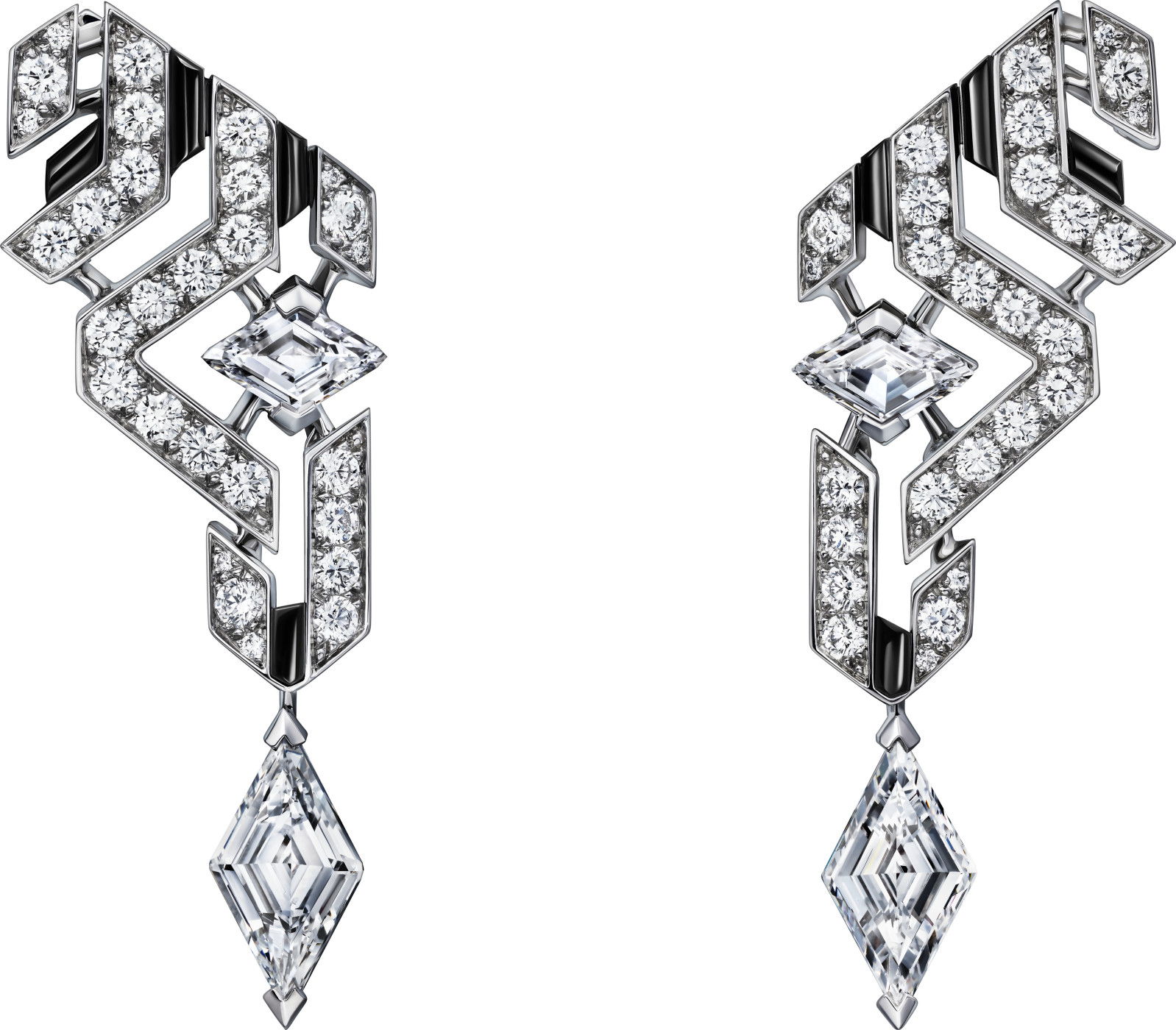 Tsagaan EARRINGS, White gold, onyx, diamonds