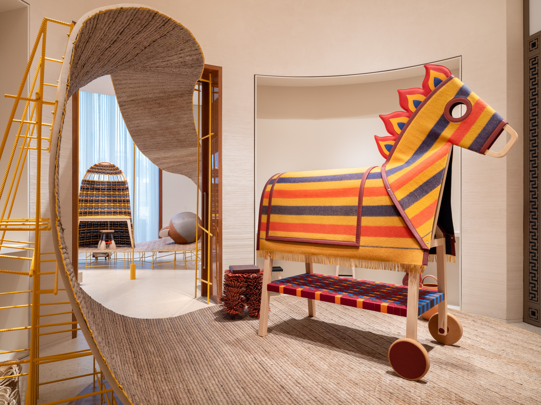 Hermès petit h exhibition installation, Dubai, 2026. Courtesy of Hermès.