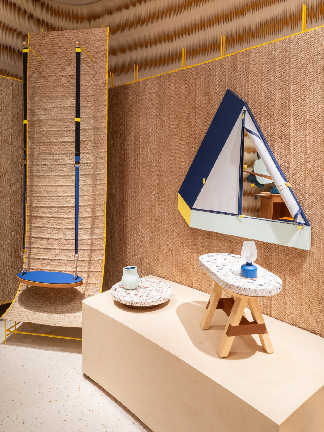 Hermès petit h exhibition installation, Dubai, 2026. Courtesy of Hermès.